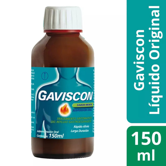 Gaviscon Original Sus S/Menta x 150 ml (Calcio Carb/Alginato Sodio/Bicarbonato)