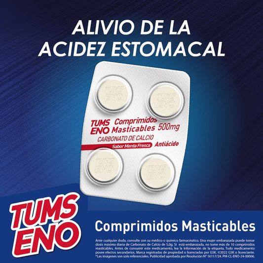 Tums Eno Comprimidos Mast 500 mg x 48 (Carbonato De Calcio 500 Mg)