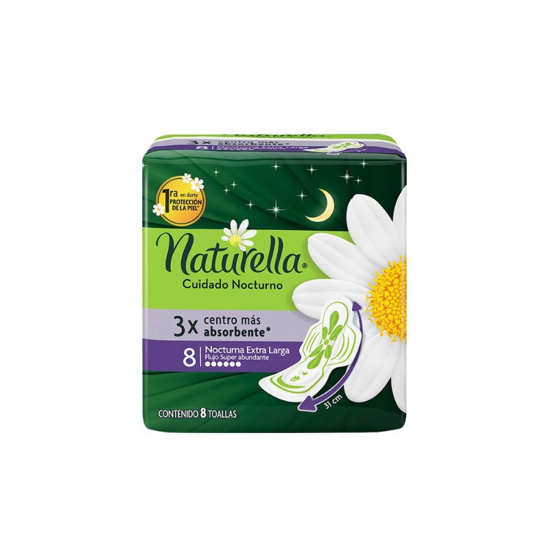 Naturella Toalla Noche Alas Flu/Super Abun x 8 Unidades