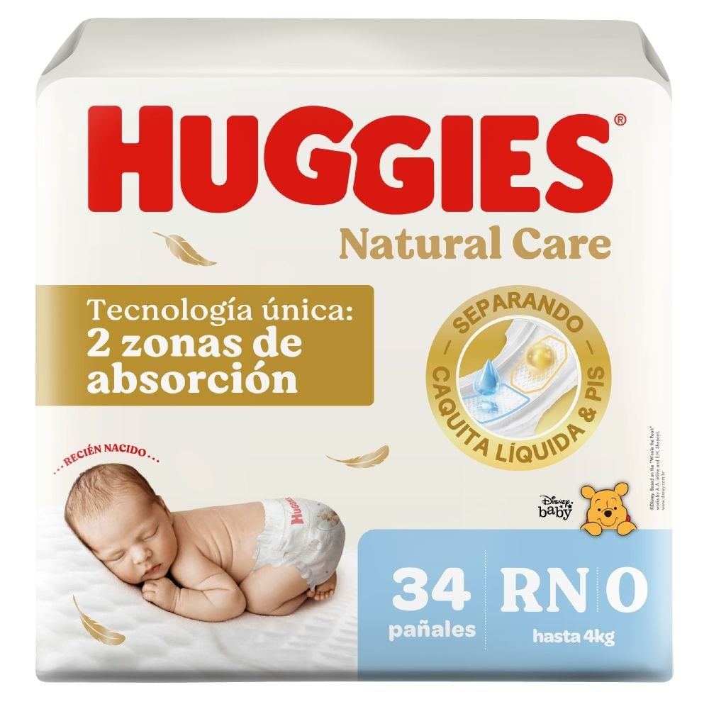 Huggies Natural Care Recien Nacido x 34 Unidades (Pañal Infantil)
