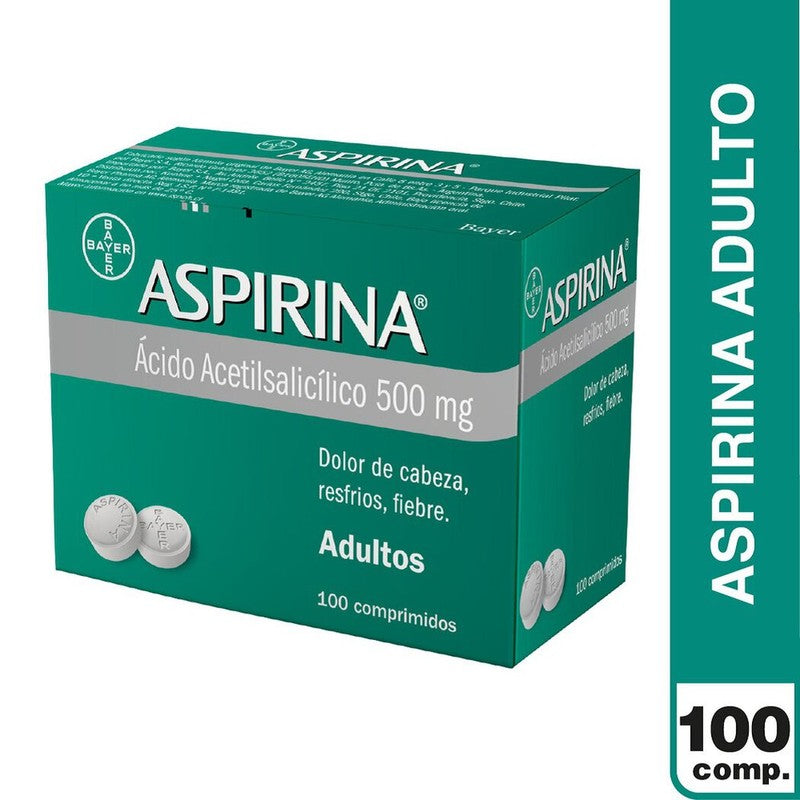 Aspirina Comprimidos 500 mg x 100 (Acido Acetilsalicilico)