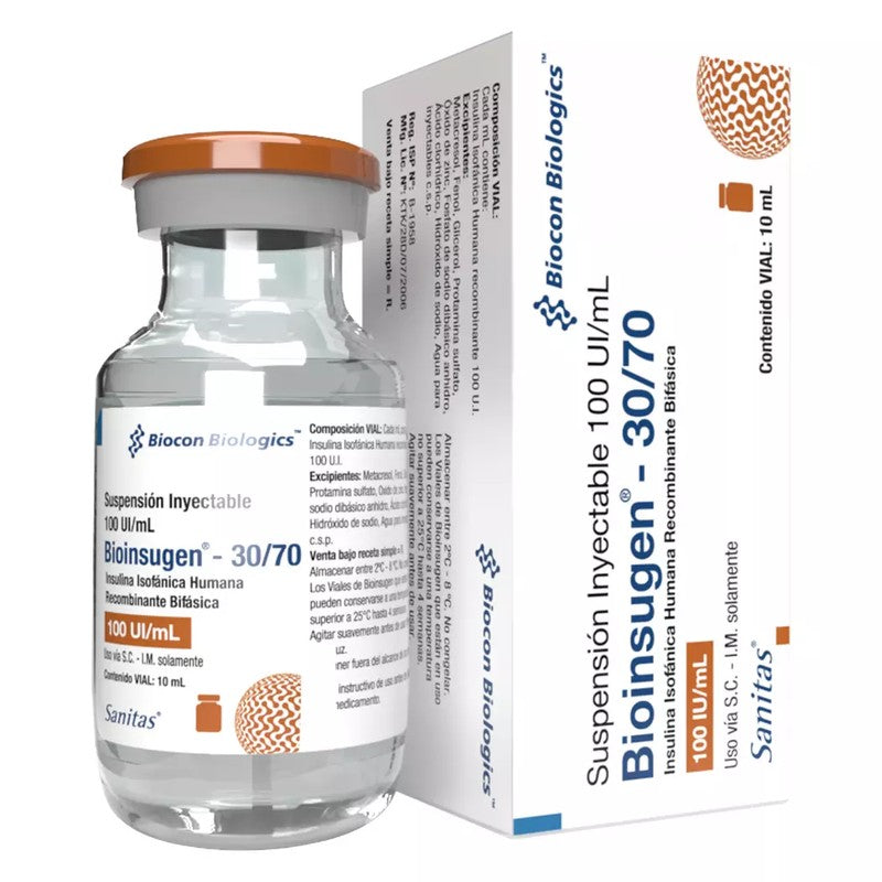 Bioinsugen 30/70 100 Ui/ml Vial x 1 (Insulina Isofanica Humana)