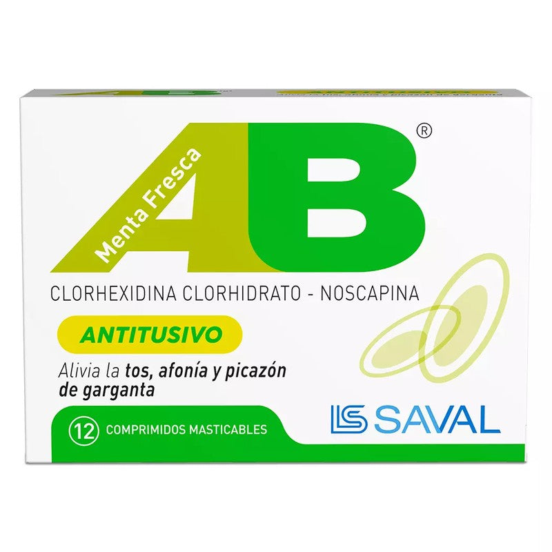Ab Antitusivo Menta Comprimidos x 12 (Clorhexidina/Noscapina)