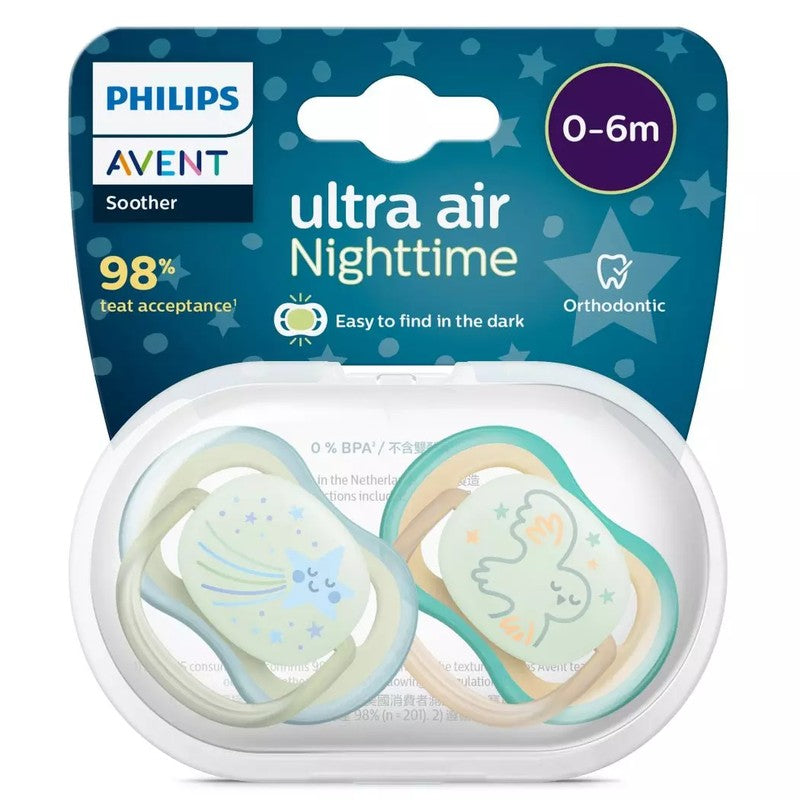 Avent Chupete Ultra Air Nigthtime Niña 6-18 Metros x 2 Unidades