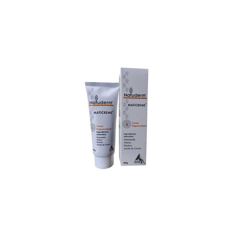 Natuderm Maticreme Crema Regeneradora x 100 Gr Knop (Matico + Hamamelis +Elastina + Aceite De Carota)