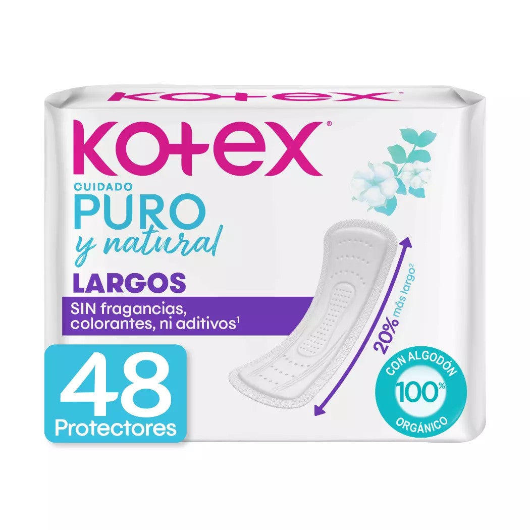 Kotex Protec Diario Largo Puro Y Natural x 48 Unidades