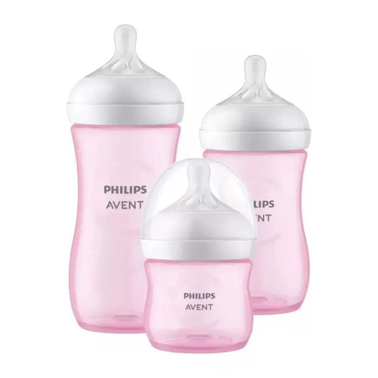 Avent Set Mamadera Natural Rosa 125 ml + Mamadera 260 ml + Mamadera 330 ml