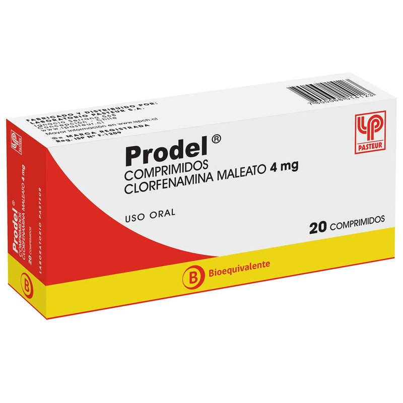 Prodel Comprimidos 4 mg x 20 (Clorfenamina)