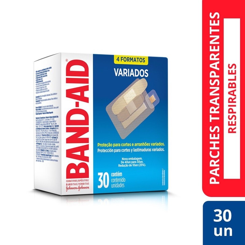 Band-Aid Transp Variados x 30 Unidades (Parche Curita)