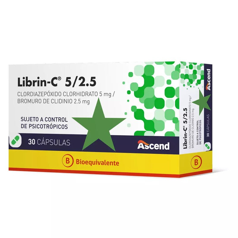 Librin-C Cápsulas 5/2,5 mg x 30 (Clordiaz/Clinidio Bromuro)