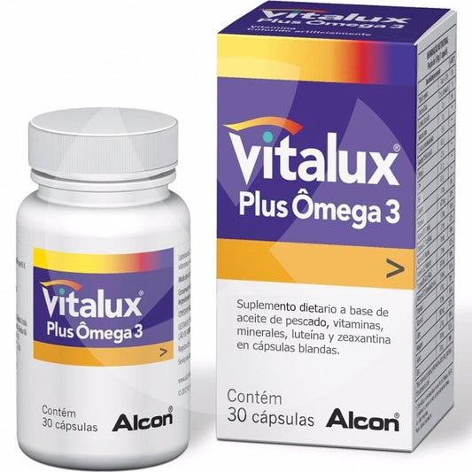 Vitalux Plus Omega 3 Cápsulas x 30 (Omega 3 Epa / Vit C 45 Mg/ Vit B3/ Luteina/ Vit E /Zinc/ Zeaxantina /Complejo B/ Manganeso/ Cobre /Vit A)