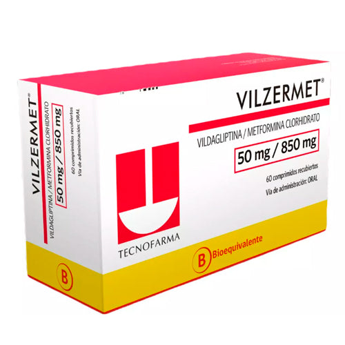 Vilzermet Comprimidos 50mg/850 mg x 60 (Vildagliptina/Metformina)